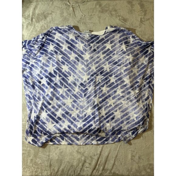 Women’s Catherine’s Blouse Tie Up Blue White Stars Plus 5X - Picture 7 of 9